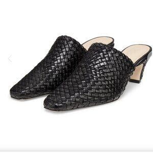 Braided Leather Block Heel Mules